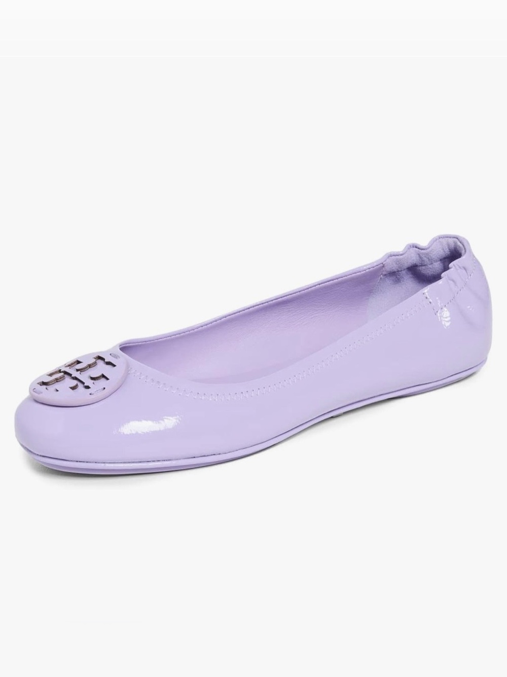 NIB Tory Burch Minnie Travel Ballet Flats Lavender Cloud Patent Leather Size 9.5 - Picture 2 of 10